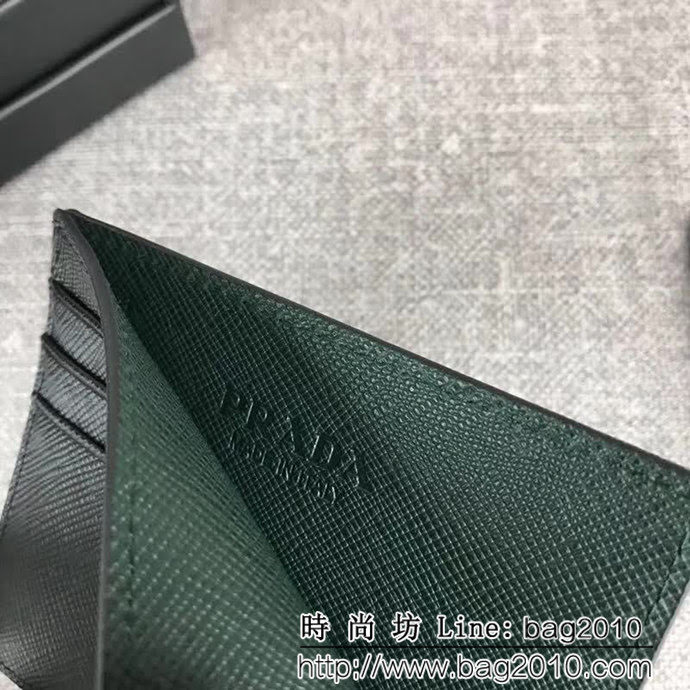 PRADA普拉達 專櫃最新爆款 頂級原單十字紋牛皮 男士卡包 2MC223 DD1966